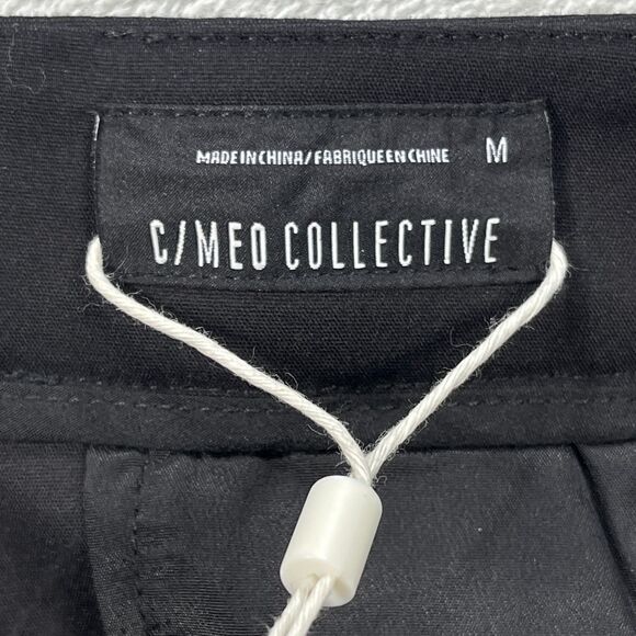 C/MEO Collective Flared Pants Womens Medium Black Cotton Ruffle Trim Cropped - Picture 10 of 16